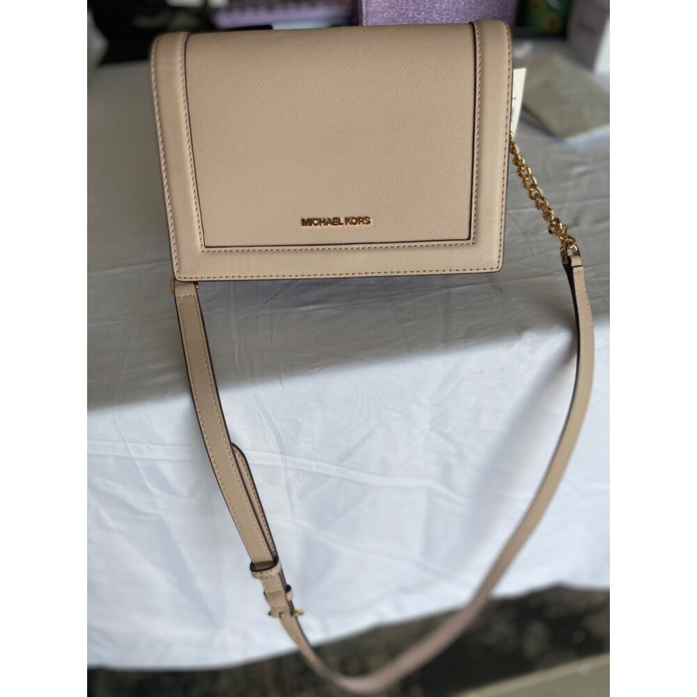 Michael Kors Womens Saffiano Leather Crossbody Bag - Pink Rectangle Purse - Picture 12 of 16